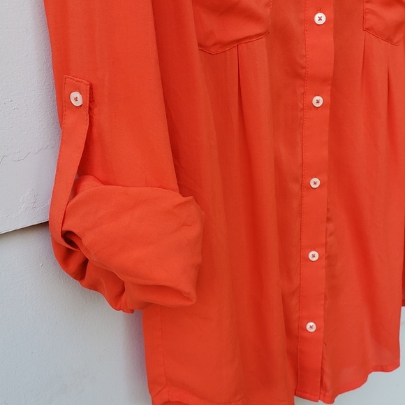Anthropologie Maeve Islet Buttondown in Orange - S - Picture 4 of 8